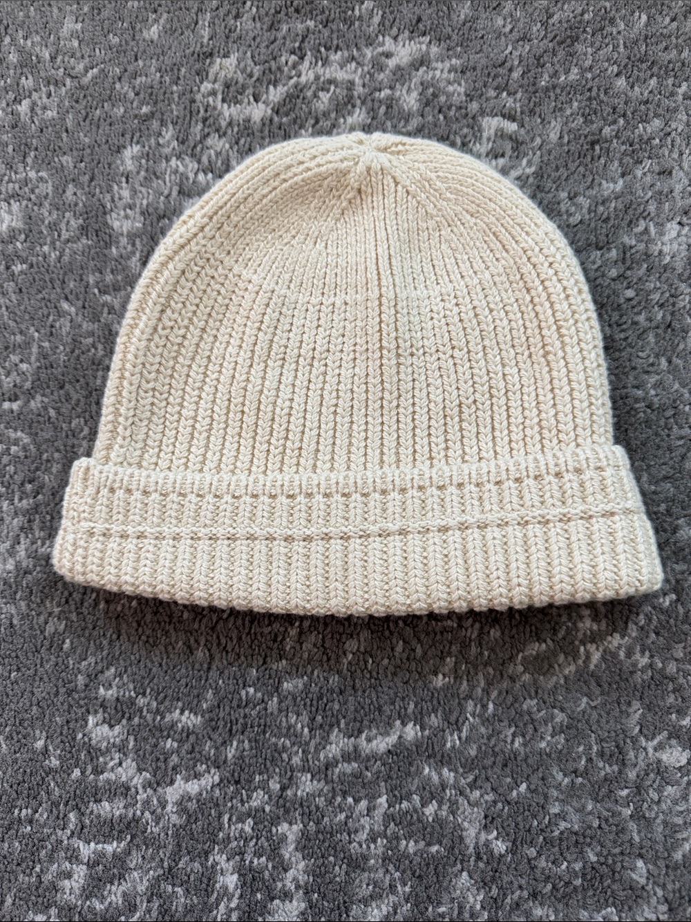 Everlane Cream Ribbed Fold-Cuff Beanie
